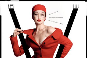 V Magazine Thu 2025: Gigi Hadid mặc Miu Miu, chụp bởi Luigi & Iango