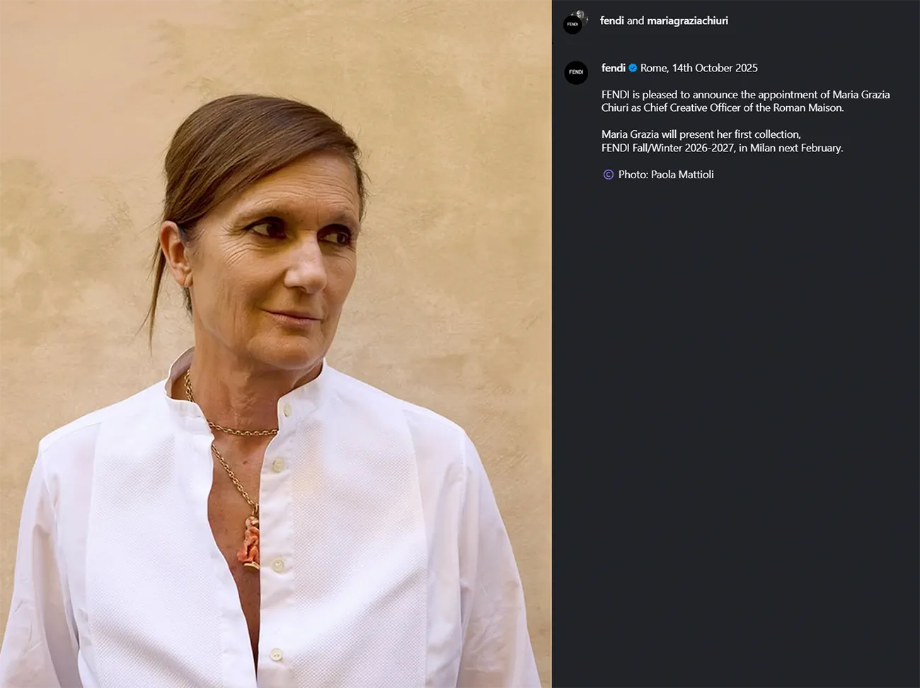Maria Grazia Chiuri trở lại Fendi, đảm nhận vị trí Giám đốc sáng tạo cấp cao Maria Grazia Chiuri trở lại Fendi, đảm nhận vị trí Giám đốc sáng tạo cấp cao