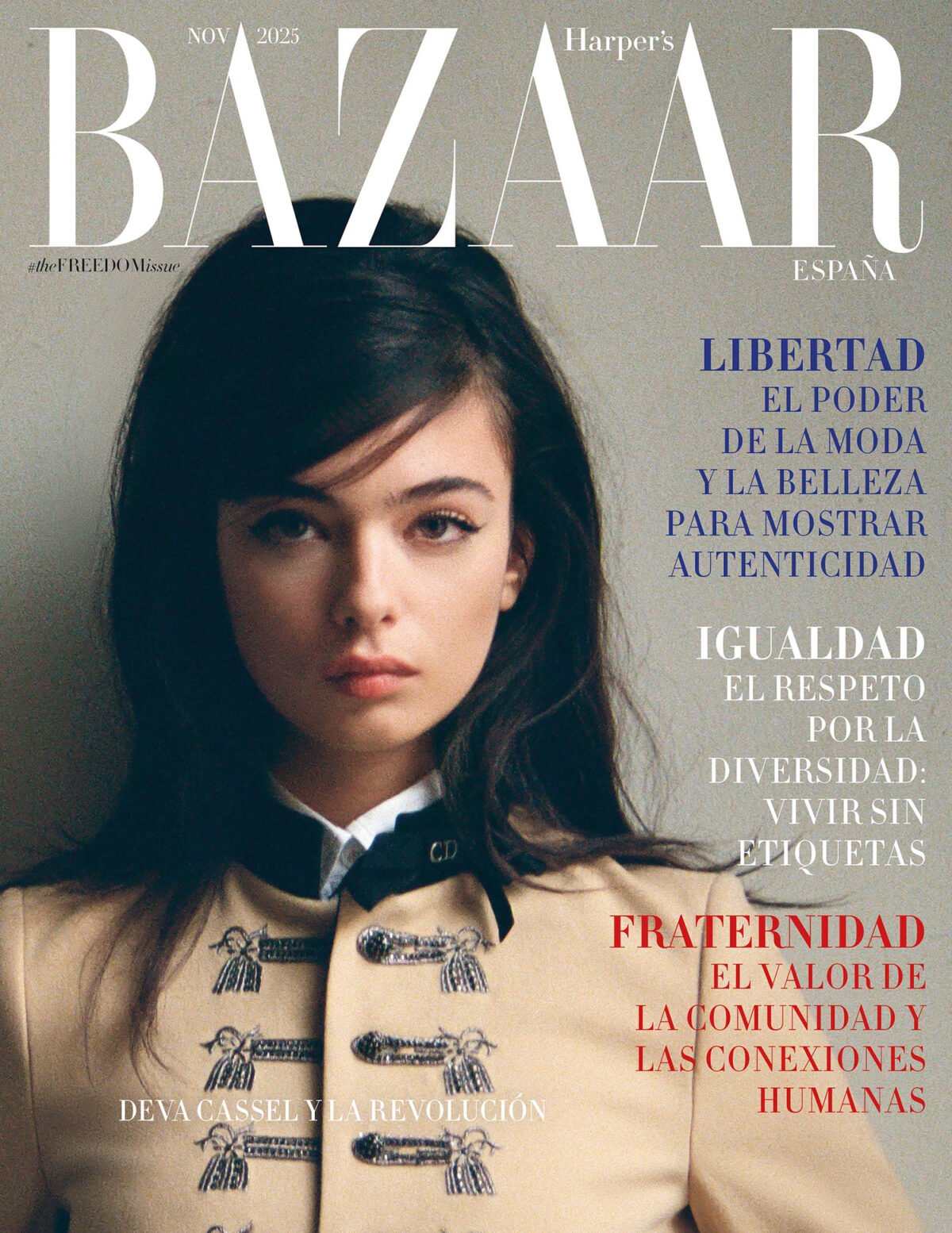 Harper’s Bazaar Tây Ban Nha 11/2025: Deva Cassel mặc Dior, chụp bởi Pablo Saez