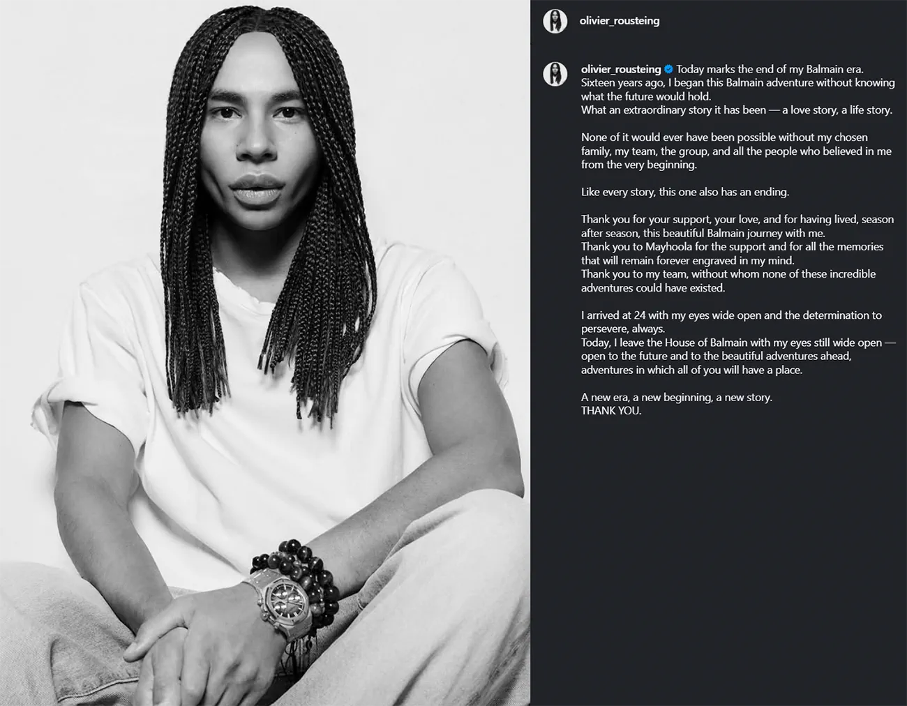 Olivier Rousteing rời Balmain sau 16 năm gắn bó