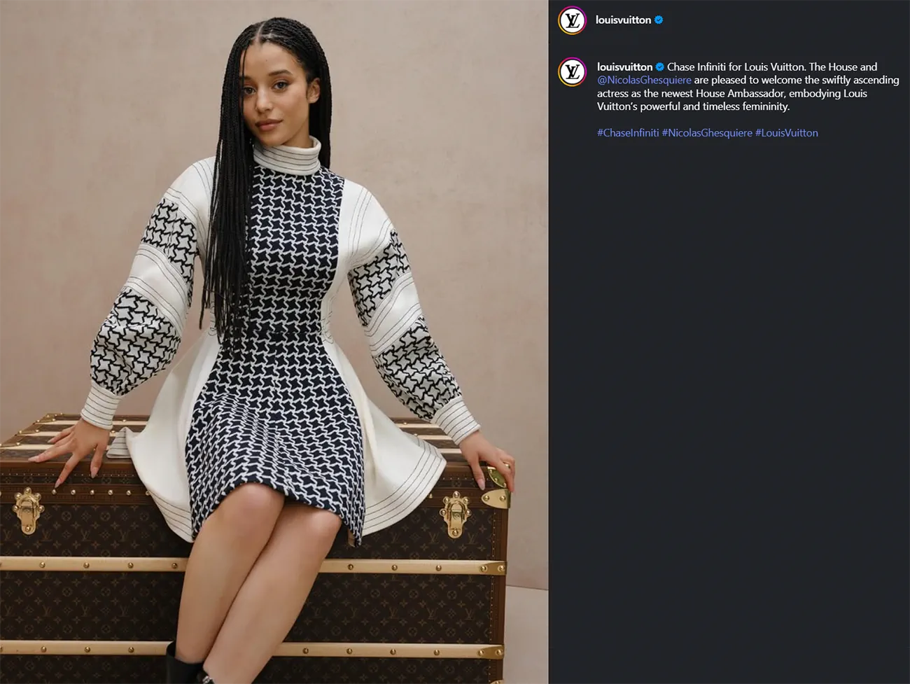 Chase Infiniti trở thành đại sứ thương hiệu Louis Vuitton