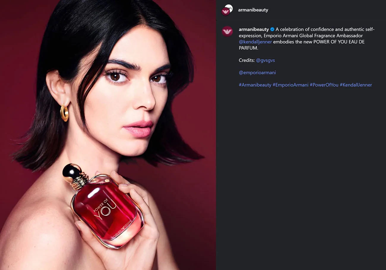 Kendall Jenner, đại sứ toàn cầu của nước hoa Emporio Armani Power of You Eau de Parfum