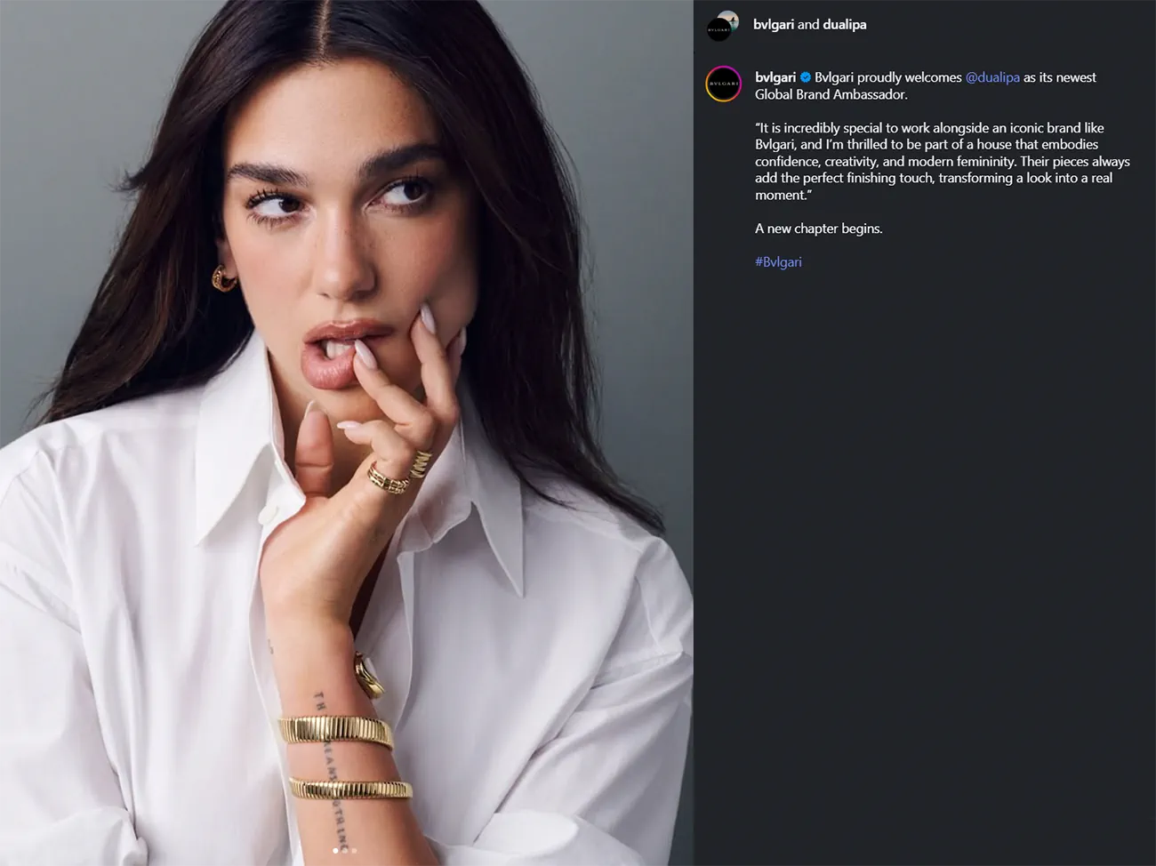 Dua Lipa trở thành đại sứ toàn cầu của Bvlgari Dua Lipa trở thành đại sứ toàn cầu của Bvlgari