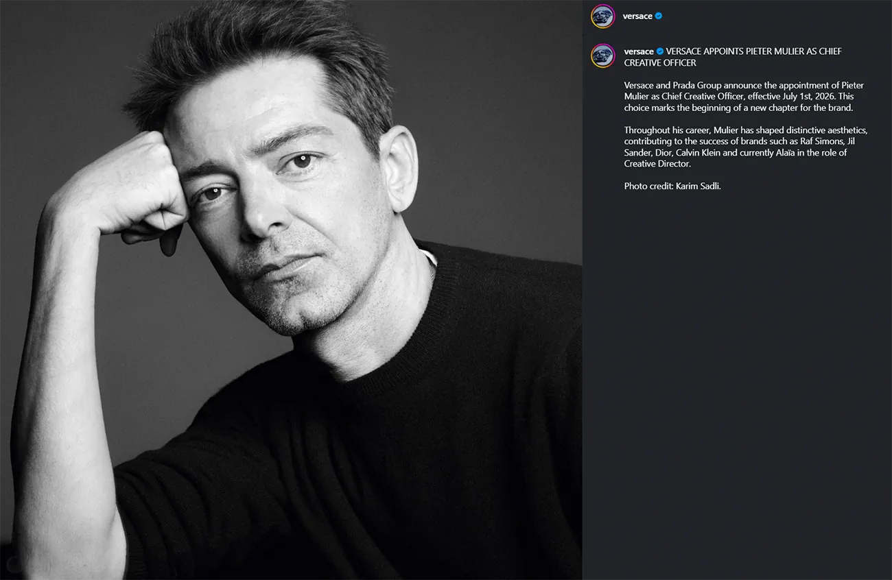 Chính thức: Prada Group bổ nhiệm Pieter Mulier làm Trưởng phòng sáng tạo của Versace Chính thức: Prada Group bổ nhiệm Pieter Mulier làm Trưởng phòng sáng tạo của Versace